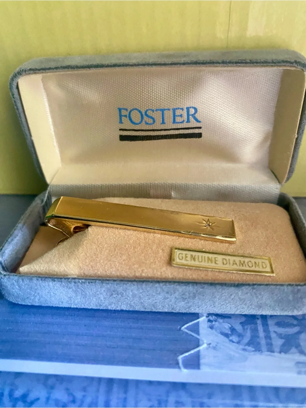 Vintage Foster Tie Clip/Money Holder with Genuine Diamond.